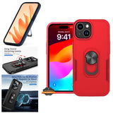 For Apple iPhone 15 Pro (6.1") Military Grade Armor Heavy Shockproof Hybrid Kickstand Built-in 360°Rotate Ring Stand  Phone Case Cover
