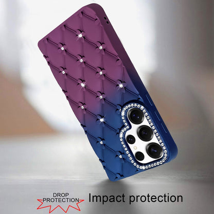 For Samsung Galaxy S26 Ultra Fashion Flower Design Sparkle Glitter Shimmer Rhinestone Bling Floral Accents, Leather Texture TPU Case Cover