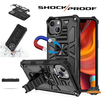 For Apple iPhone 16 Pro Max (6.9") Built in Magnetic Kickstand, Military Hybrid Bumper Heavy Duty Dual Layers Rugged Stand Case Cover