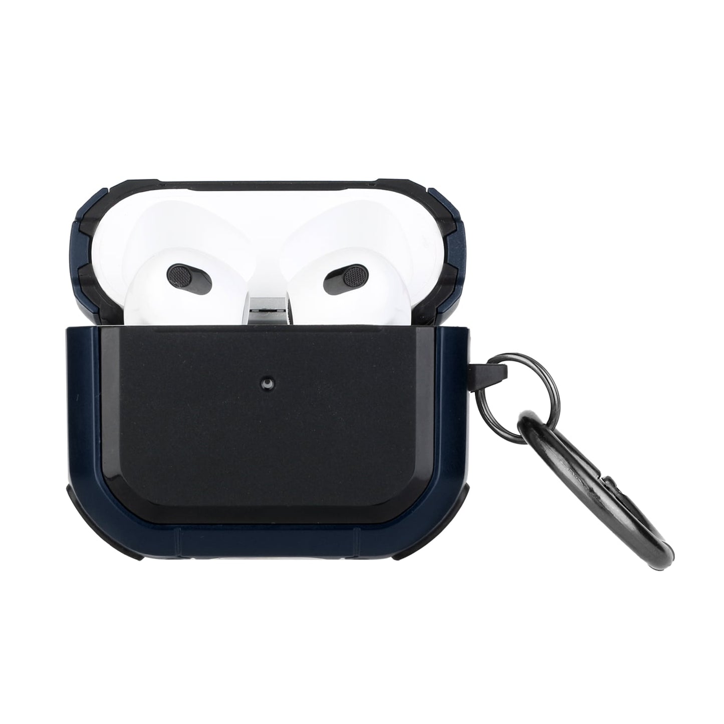 AirPods Case for Apple Airpods Pro 3 Dual Layer Hard Shell Shockproof Scratch Resistant With Metal Hook Clip Wireless Charging Compatible LED Cutout Cover Black +Dark Blue