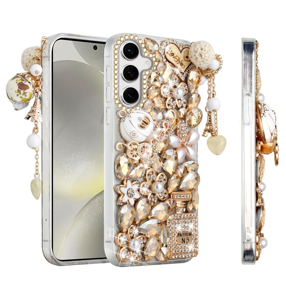 For Samsung Galaxy S25 /S24 Bling Crystal 3D Full Diamonds Luxury Sparkle Rhinestone Hybrid Case Cover Ultimate Multi Ornament Green
