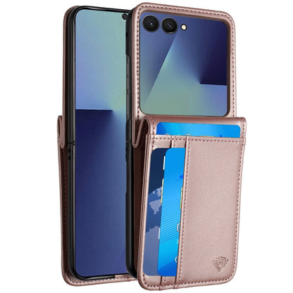 Phone Case for Samsung Galaxy Z Flip 8 Leather Credit Card Slots Holder Wallet Style Hybrid Shockproof Protective Slim Fit Pouch Shell Cover