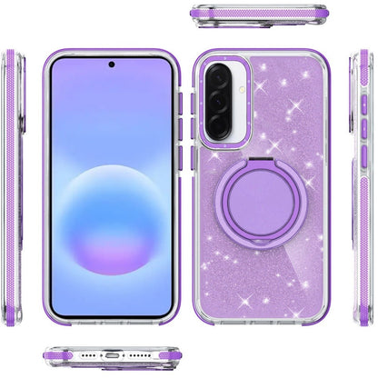 Phone Case for Samsung Galaxy A57 Magnetic Hybrid 360 Rotating Ring Kickstand Tough Hard PC Soft TPU Glitz Shimmer Glitter Shock Absorbing Cover
