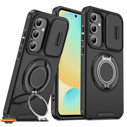 For Samsung Galaxy S25+ S25 Plus /S24+ Hybrid Case with 360° Magnetic Ring Stand, Camera Slide Protector & Compatible with MagSafe Case Cover