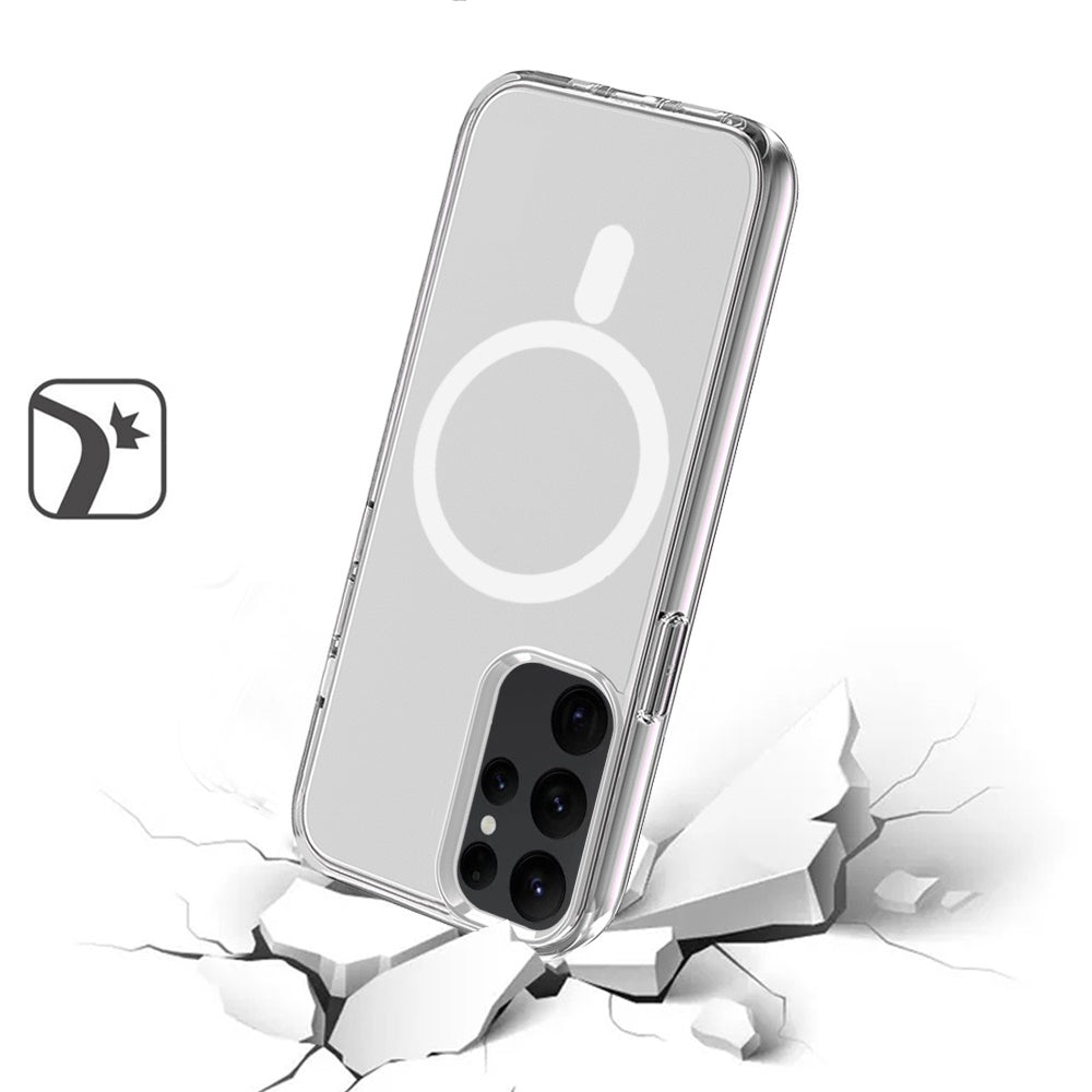 For Apple iPhone 17 Pro Max MagSafe Compatible Transparent Hybrid Case with Magnetic Circle, Shock Absorption TPU Rubber Case Cover Smoke Gray