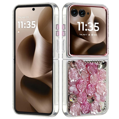 For Motorola Razr Ultra 2025 Muti-Color Floral Fashion Bling Crystal 3D Full Diamonds Stones Sparkle Rhinestone Glitter Hybrid Case Cover