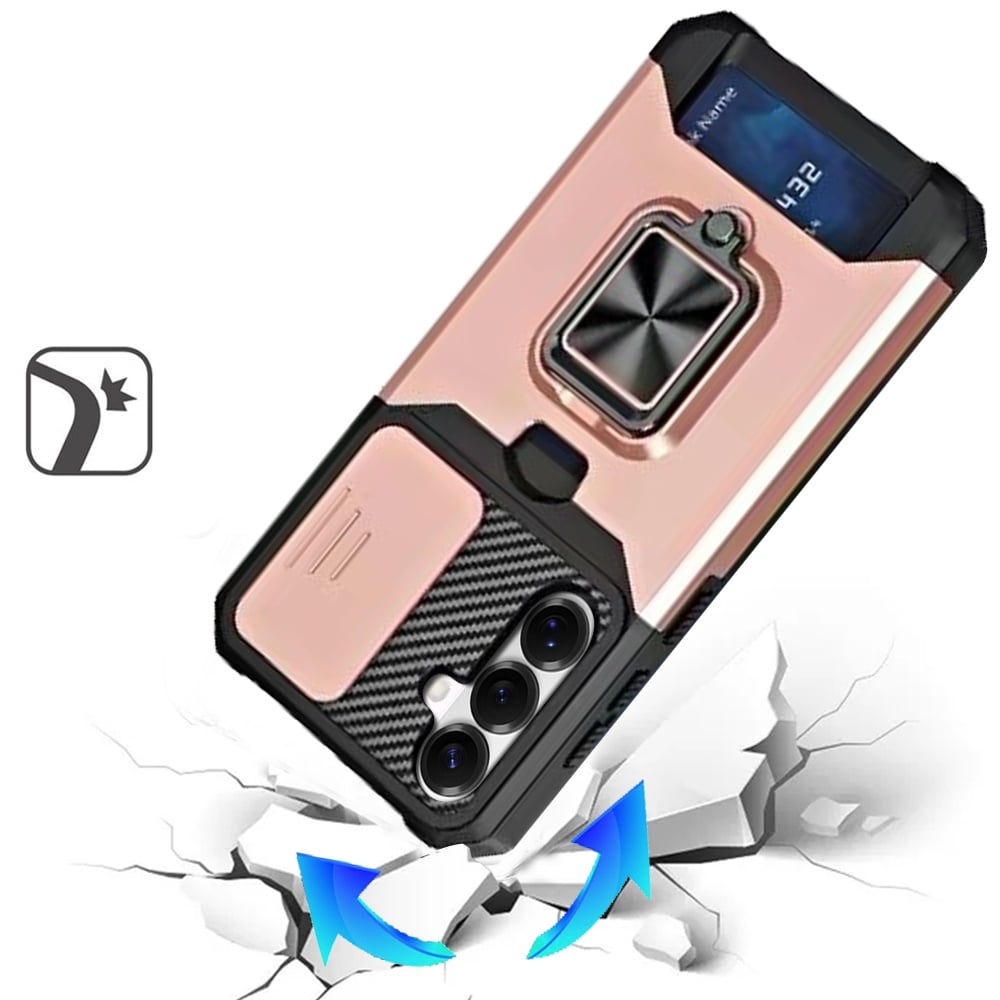 Phone Case for Samsung Galaxy S26 FE /S26 Fan Edition Card Holder Magnetic Ring Stand Shockproof Anti Slip Wallet Grip Protective Hybrid Design Cover