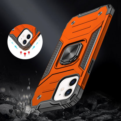 For iPhone 12 / iPhone 12 Pro (6.1") Armor Hybrid Magnetic Stand with Ring Holder Kickstand Shockproof Heavy-Duty Durable Rugged TPU Dual Layer Case Cover Cosmic Orange