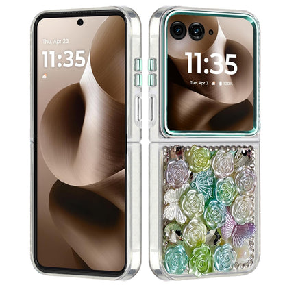 For Motorola Razr Ultra 2025 Muti-Color Floral Fashion Bling Crystal 3D Full Diamonds Stones Sparkle Rhinestone Glitter Hybrid Case Cover