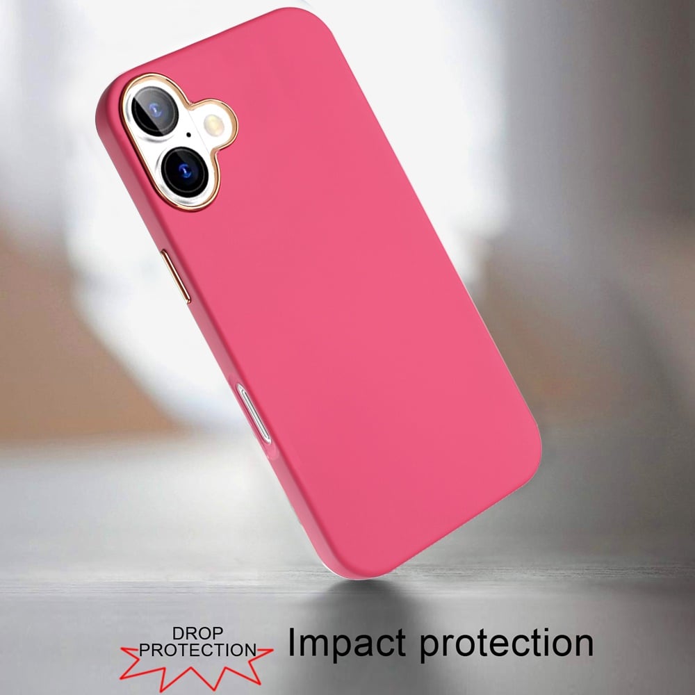 Phone Case for Apple iPhone 18/ iPhone 17 Hybrid Silicone TPU Rubber Chromed Edge TPU Bumper Reinforced Corners Shock Absorbing Protection Cover Pink