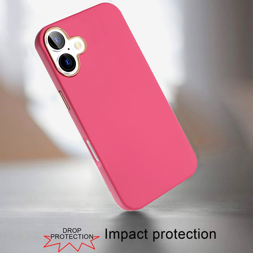 Phone Case for Apple iPhone 17/ iPhone 18 Hybrid Silicone TPU Rubber Chromed Edge TPU Bumper Reinforced Corners Shock Absorbing Protection Cover Pink