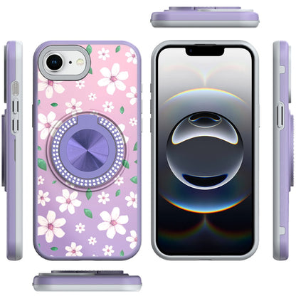 For Samsung Galaxy S25 Fan Edition /Galaxy S25 FE Pattern Design Hybrid with Invisible Ring Stand & Magnetic Back, Shockproof Protective Grip Case Cover