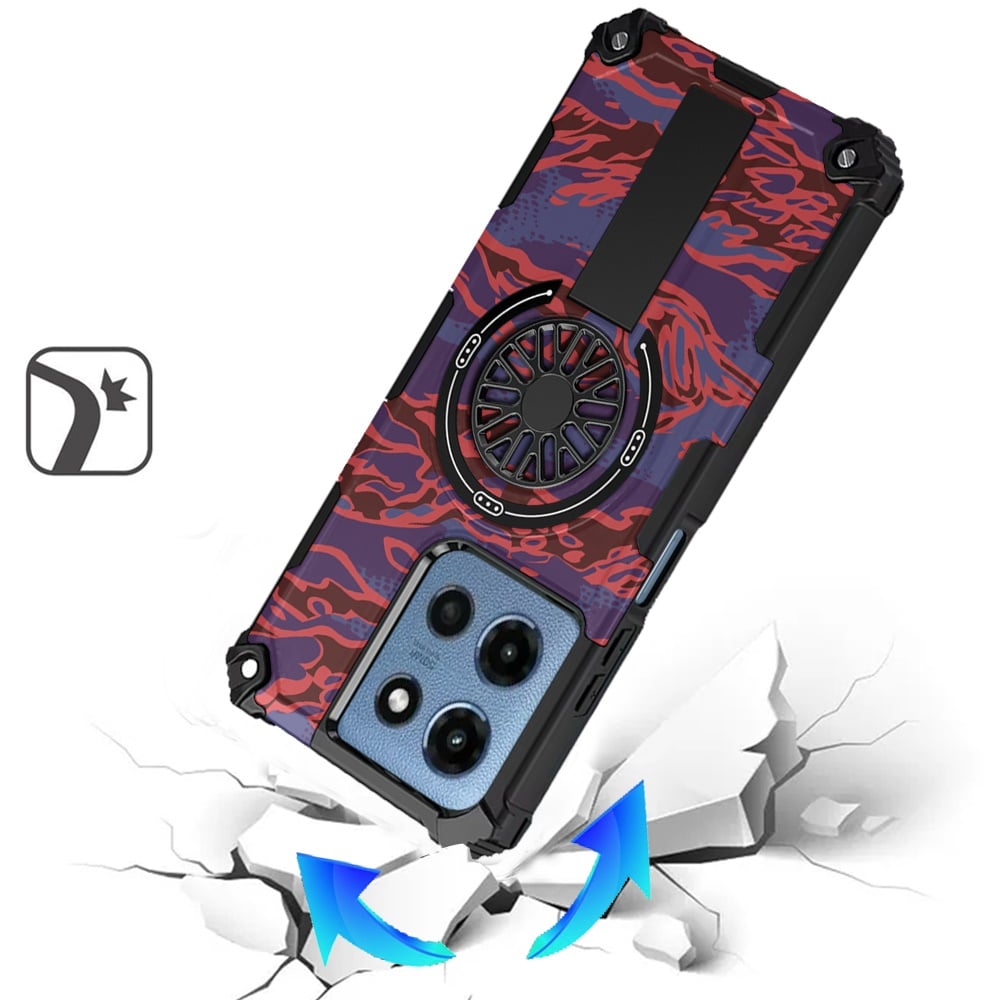 For Motorola Moto G 5G 2026/2025 Texture Design Stylish Invisible Kickstand Case, MagSafe Compatible Hybrid Shockproof Cover, Car Mount Friendly Case Cover