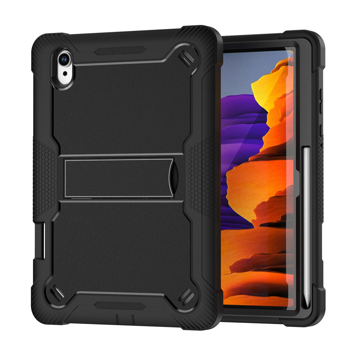 Shockproof Rugged Heavy Duty Kickstand Hybrid Armor Anti Slip Impact Resistant Durable Protective Grip Stand
