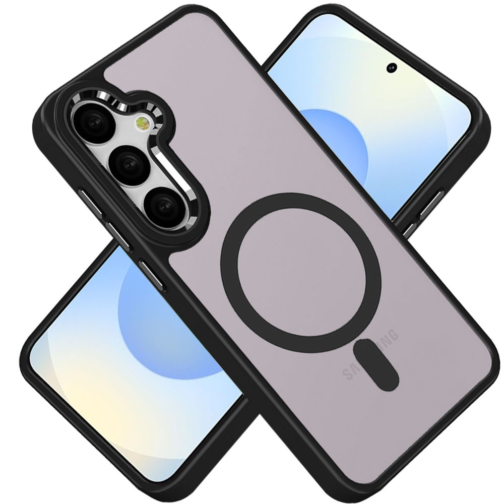 For Samsung Galaxy S25 /S24 MagSafe Compatible Transparent Greatest Clear Acrylic with Color Frame Thick Hybrid TPU Hard Case Cover