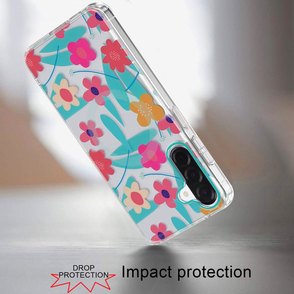 Phone Case for Samsung Galaxy A17 5G Shockproof Dual Layer TPU IMD Print Rugged Anti-Slip Grip Drop Protection Scratch Resistant Slim Fit Glossy Floral Heart Aesthetic Cover