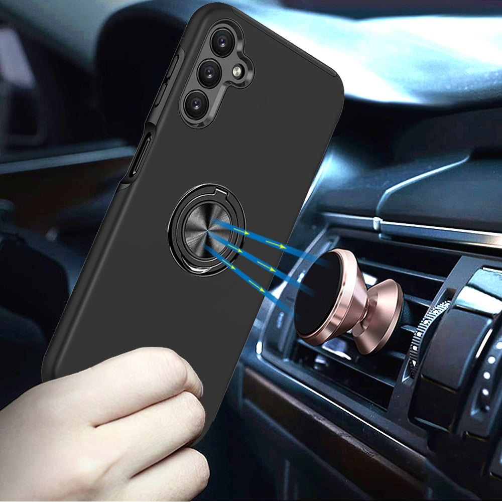 For Samsung Galaxy A15 5G Hybrid 360 Degree Rotatable Metal Invisible Ring Stand Holder Slim Fit Magnetic Car Mount Shockproof Case Cover