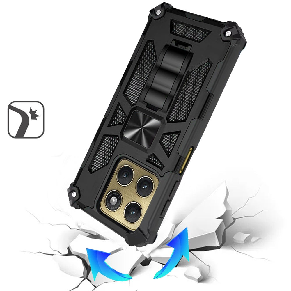 Phone Case for Motorola Edge 2026 Built in Magnetic Hiden Kickstand Shockproof Rugged Armor Grip Hybrid Heavy Duty Anti Slip Protective Style Cover