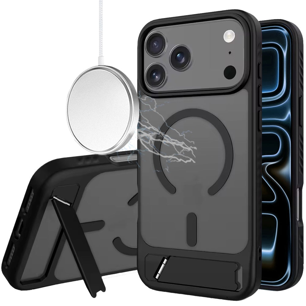 Phone Case for Apple iPhone 18 Pro Max Matte Magnetic Metal Kickstand Shockproof Grip Anti Slip Durable Protective Heavy Duty Hybrid Cover