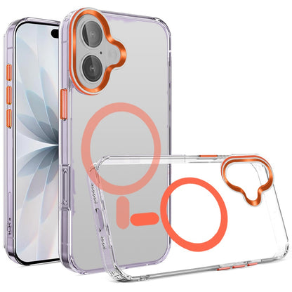 For Samsung Galaxy S26 Transparent Back Hybrid Case - Magnetic Circle, Color Frame, Metal Buttons, MagSafe Compatible Case Cover