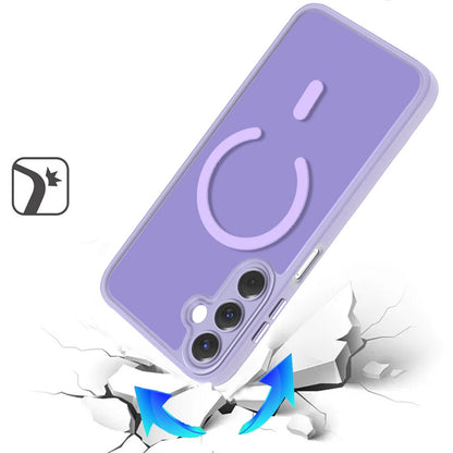 Phone Case for Galaxy A17 5G Matte Frosted Magnetic Back Hybrid Hard PC Soft TPU Camera Protection Slim Shock Absorbing Anti Fingerprint Cover Purple