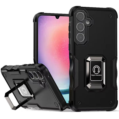 Phone Case for Samsung Galaxy A26 Shockproof Magnetic Ring Stand Hybrid Kickstand Armor 360 Rotation Anti-Slip Grip Military Grade Drop Resist Cover Black