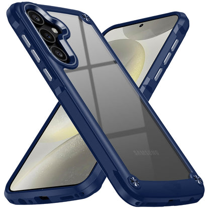 For Samsung Galaxy S25 /S24 Hybrid Transparent Rubber with Metal Buttons & Camera Edges Hard TPU Corner Frame Bumper Case Cover