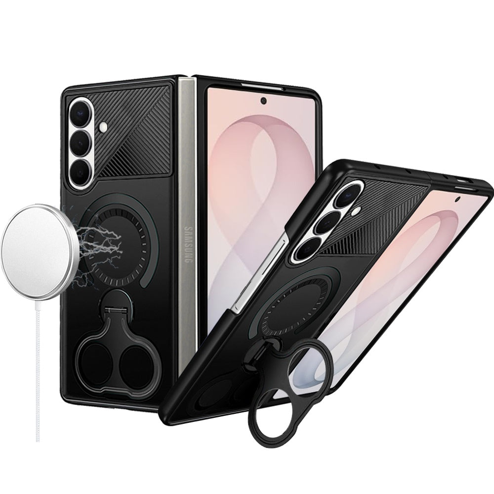 Phone Case for Samsung Galaxy Z Fold 8 Ultra Magnetic 2 Ring Stand Car Mount Friendly Shockproof Rugged Grip Armor Dual Ring Kickstand Heavy Duty Hybrid Cover