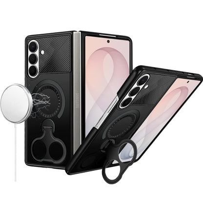 Phone Case for Samsung Galaxy Z Fold 8 Ultra Magnetic 2 Ring Stand Car Mount Friendly Shockproof Rugged Grip Armor Dual Ring Kickstand Heavy Duty Hybrid Cover