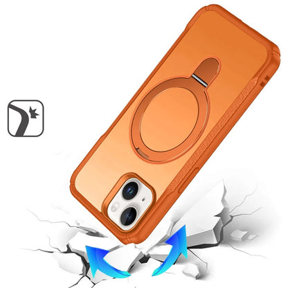For iPhone 15 Plus (6.7") Matte Finish Magnetic Ring Hybrid Protective Invisible Kickstand Magsafe Compatible Case Cover Cosmic Orange