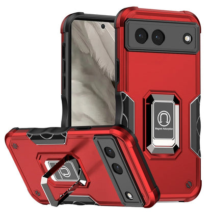 For Google Pixel 7A Hybrid Stand Magnetic Ring Holder Kickstand Heavy Duty Rugged Drop Silicone & Hard PC Shockproof Case Cover