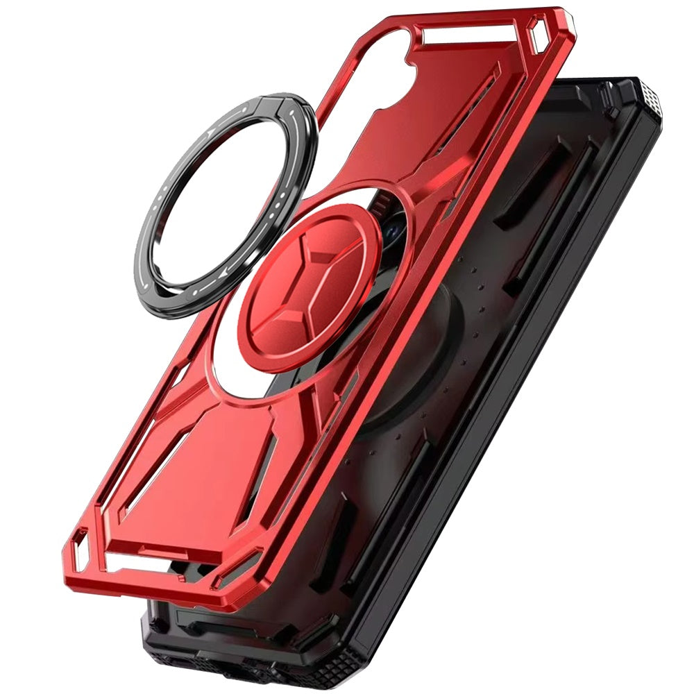 For Samsung Galaxy S22+ Plus Hybrid Magnetic Ring and 360° Rotational Kickstand with MagSafe Compatible, Military Grade Drop Protection Case Cover Red