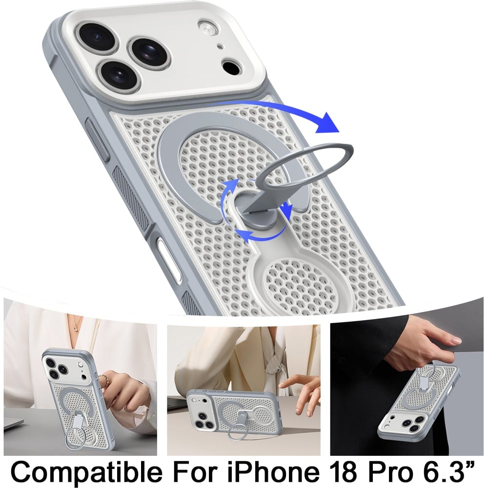 Phone Case for Apple iPhone 18 Pro Magnetic Honeycomb Hybrid Rugged Armor Ring Kickstand Dual Layer Shock Absorbing Hard PC Soft TPU Cover