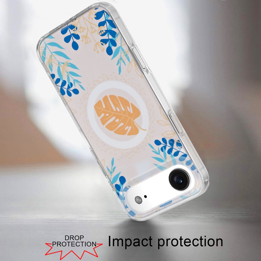 For Apple iPhone 17 Pro Max Stylish Pattern Fashion IMD Printed Design TPU Double Layer Slim Shockproof with Magnetic Back Case Cover Tropical Flowers