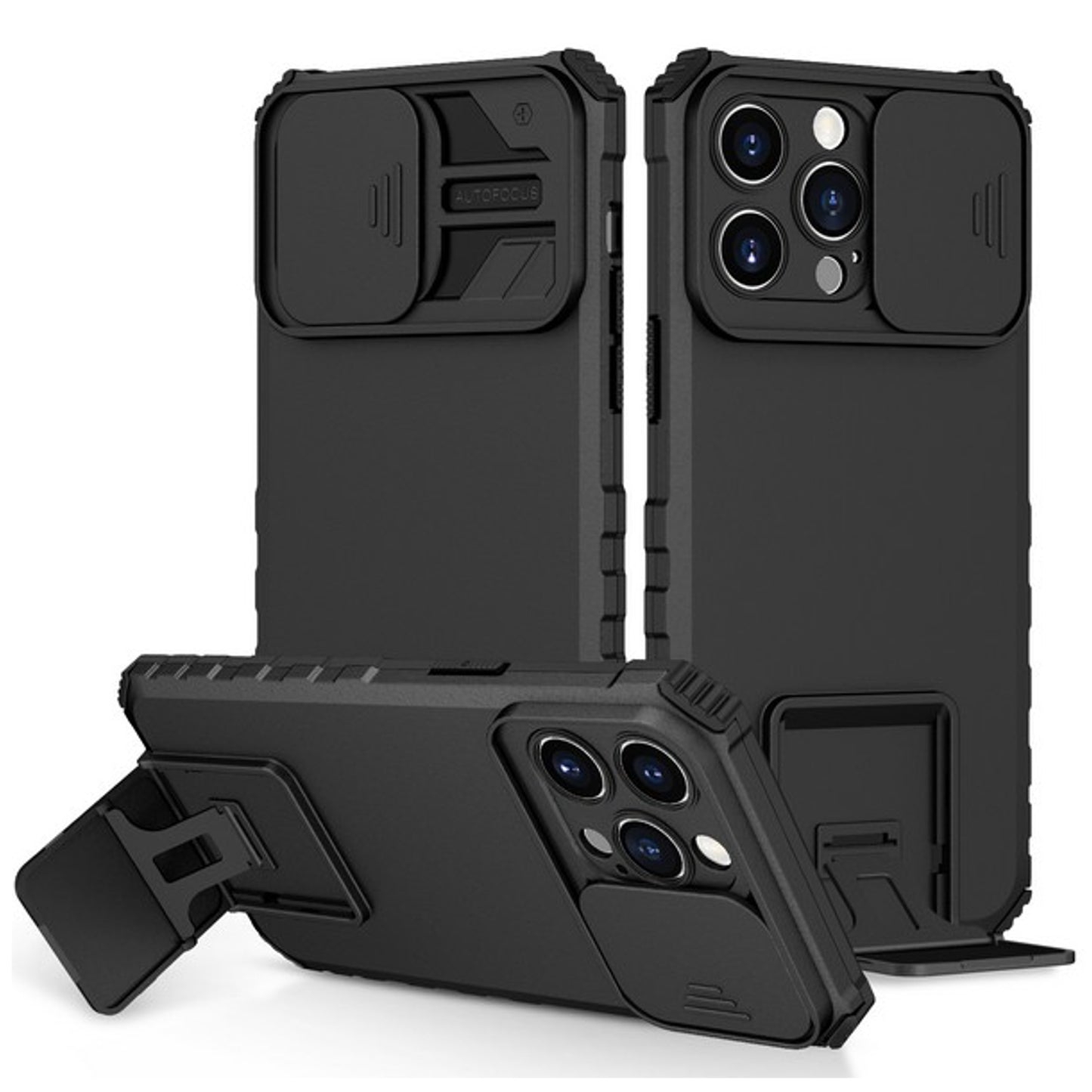 For Samsung Galaxy Z Fold 7 Hybrid Vertical Kickstand Case with Camera Slide Cover, Rugged Slim Shockproof Protective Case Cover