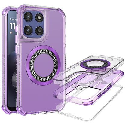 Phone Case for Motorola Moto G 5G 2026/ 2025 Luxury Bling Rhinestone Glitter Magnetic Circle Frosted Hybrid Dual Layer TPU Tough Construction, Sparkling Finish Cover