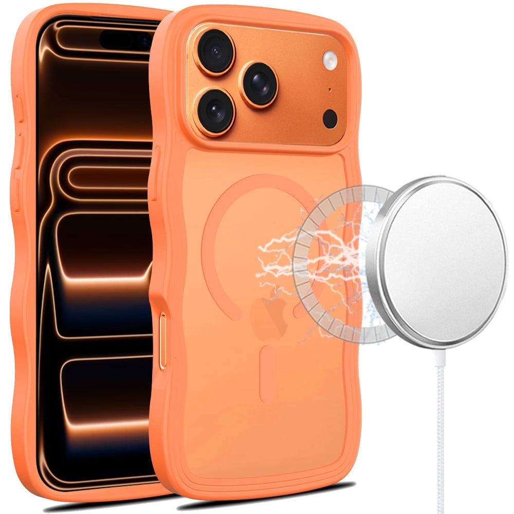 Phone Case for Apple iPhone 17 Pro Max Grip Hand Magnetic Circle Shockproof Hybrid Durable Frame Rugged Protective Secure Hold Premium TPU Cover Cosmic Orange