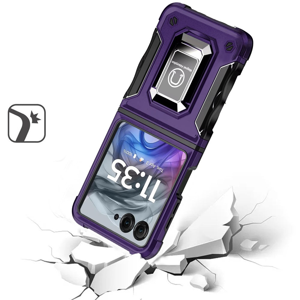 For Motorola Razr 2025 /2024 Hybrid Stand Magnetic Ring Holder Kickstand Heavy Duty Rugged Drop Silicone & Hard PC Shockproof Case Cover