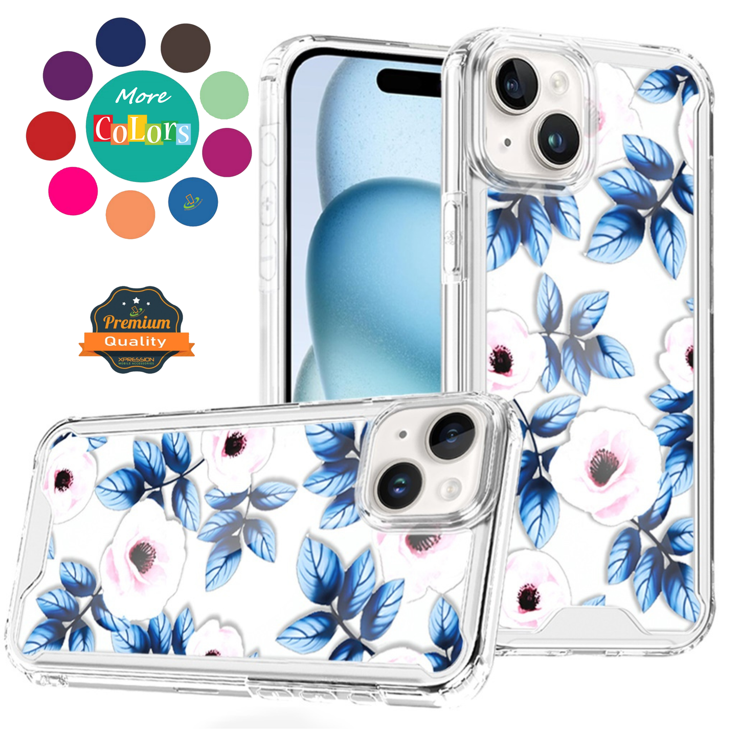 For iPhone 15 (6.1") Beautiful TPU Design, Slim Shockproof Soft Cover for Women and Girls, Stylish Protective Case Cover
