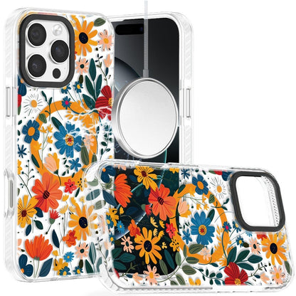 For iPhone 16 Pro Max (6.9") Magnetic Hybrid Stylish Design IMD Pattern, Compatible with MagSafe, Slim TPU Protector