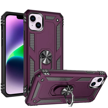 Phone Case for Apple iPhone 14/ iPhone 13 Rotatable Ring Stand Shockproof Hybrid Armor Anti Slip Heavy Duty Fit Magnetic Car Mount Durable Grip Cover Purple