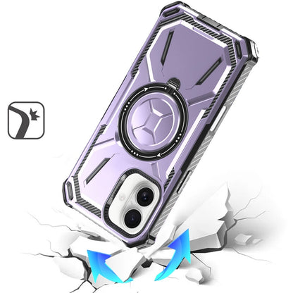 For iPhone 16 (6.1") Shockproof Hybrid Magnetic Ring Case - 360° Rotatable Stand with MagSafe Compatibility Case Cover