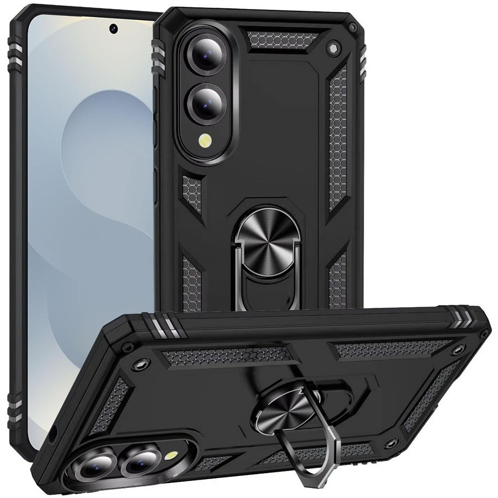 For Samsung Galaxy S25 Edge Hybrid Shockproof Durable 360 Degree Rotatable Ring Stand Holder Kickstand Fit Magnetic Car Mount Case Cover