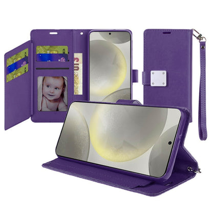 Phone Case for Apple iPhone 15 Wallet Credit Card Holder Leather Grip Shockproof Hybrid Protective Style Durable Flip Pouch Cover Dark Purple