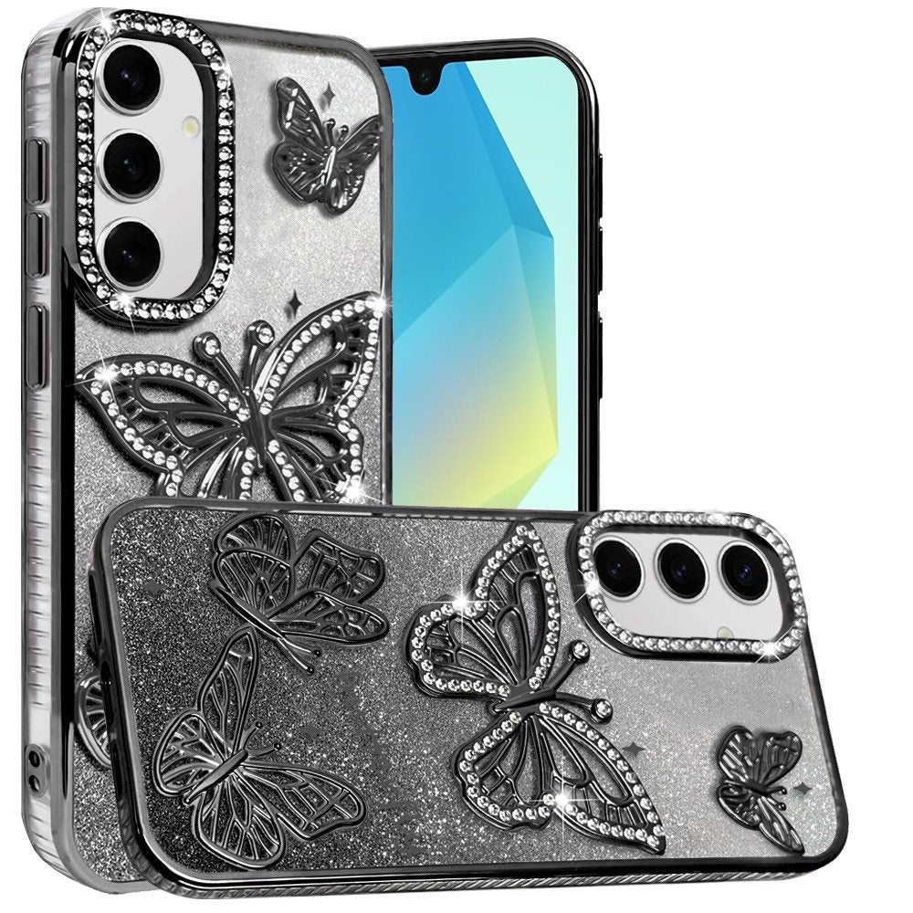Phone Case for Samsung Galaxy A16 5G Butterfly Freedom Shimmer Glitter Thick TPU Shockproof Anti Slip Durable Protective Design Cover