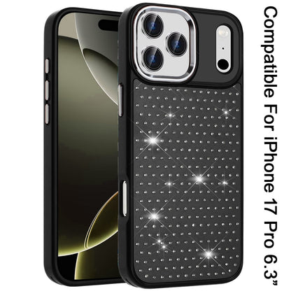 Phone Case Cover for Apple iPhone 18 Pro /17 Pro Bling Diamond Metallic, Full Sparkle Chrome Edged Hybrid Protective Shockproof Cover