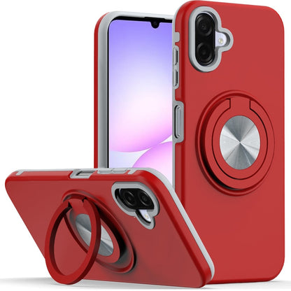 For Samsung Galaxy A07 Metal Matte Hybrid with Invisible Rotational Ring Stand, Car Mount Friendly, Military Grade Slim Fit Sturdy Case Cover