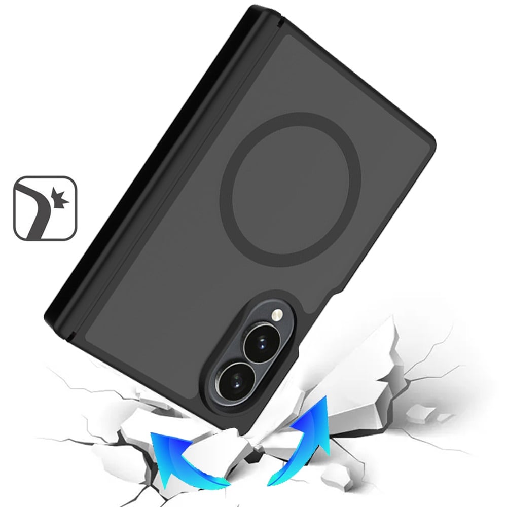 Phone Case for Samsung Galaxy Z Fold 8 Premium Matte Magnetic Foldable Hybrid Central Axis Hinge Protection Shock Absorbing TPU Slim Fit Hard PC Cover