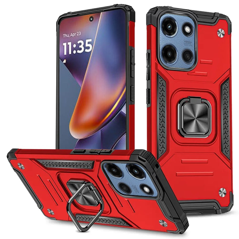 For Motorola Moto G 5G 2025 Armor Hybrid Magnetic Stand with Ring Holder Kickstand Shockproof Heavy-Duty Durable Rugged TPU Dual Layer Case Cover