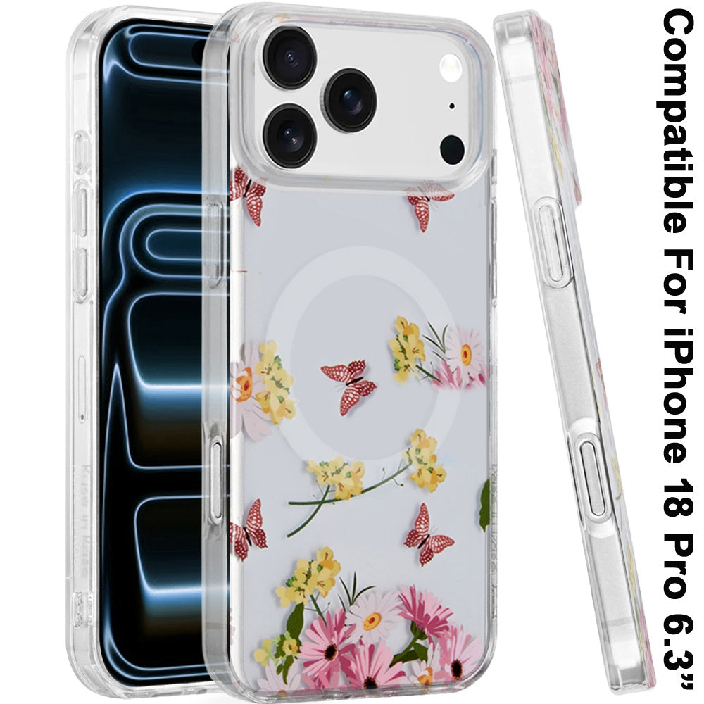 Phone Case for Apple iPhone 18 Pro/ iPhone 17 Pro Stylish Design Shockproof Magnetic Magsafe Compatible TPU IMD Print Rugged Grip Drop Protection Slim Fashion Cover